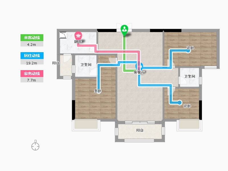 湖北省-潜江市-名筑仕嘉-93.00-户型库-动静线