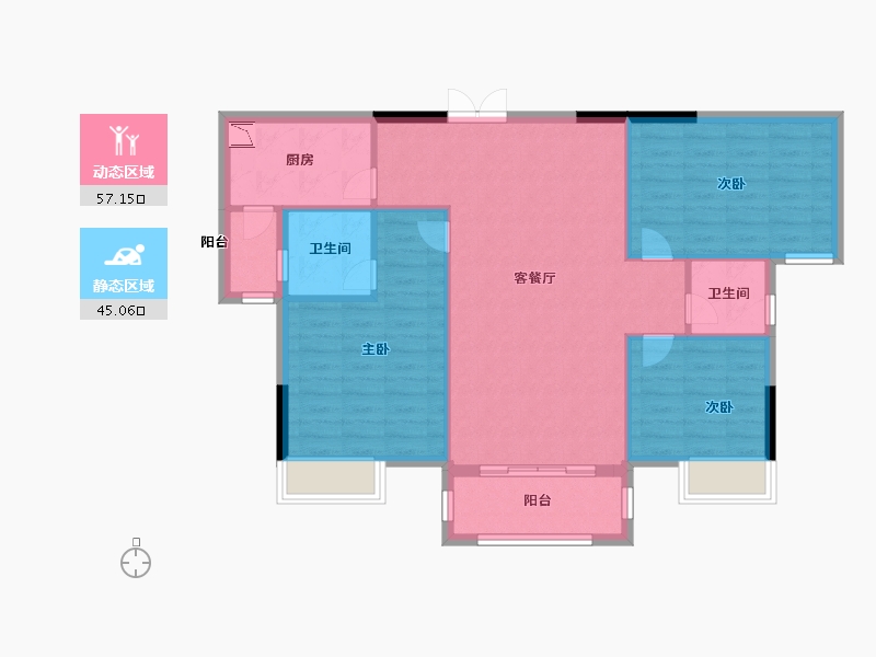 湖北省-潜江市-名筑仕嘉-93.00-户型库-动静分区