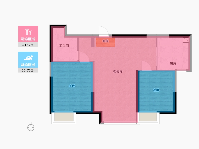 黑龙江省-哈尔滨市-恒大�B庭三期-66.40-户型库-动静分区