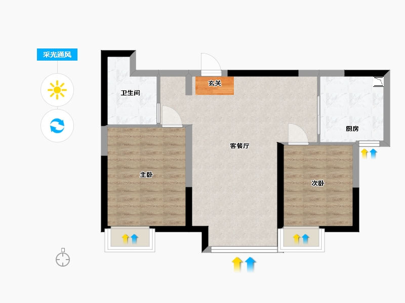 黑龙江省-哈尔滨市-恒大�B庭三期-66.40-户型库-采光通风