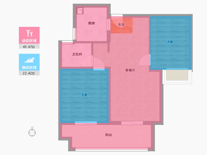 陕西省-西安市-绿地新里・格林公馆-60.67-户型库-动静分区