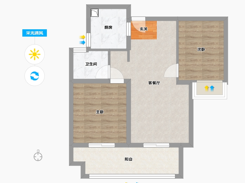 陕西省-西安市-绿地新里・格林公馆-60.67-户型库-采光通风