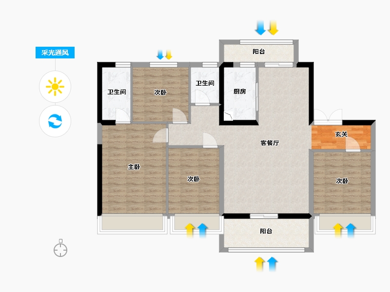 青海省-西宁市-碧桂园凤凰城-108.91-户型库-采光通风