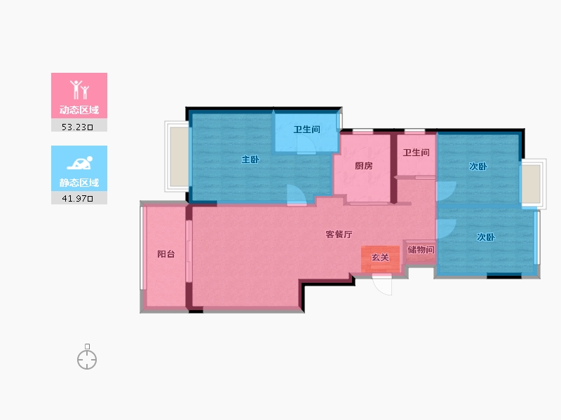 四川省-成都市-万科锦园-85.76-户型库-动静分区