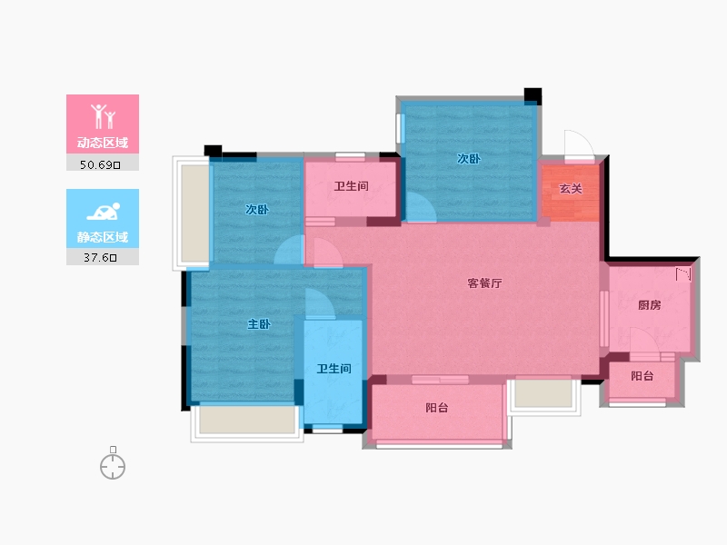 四川省-成都市-蓝光长岛城项目-77.98-户型库-动静分区