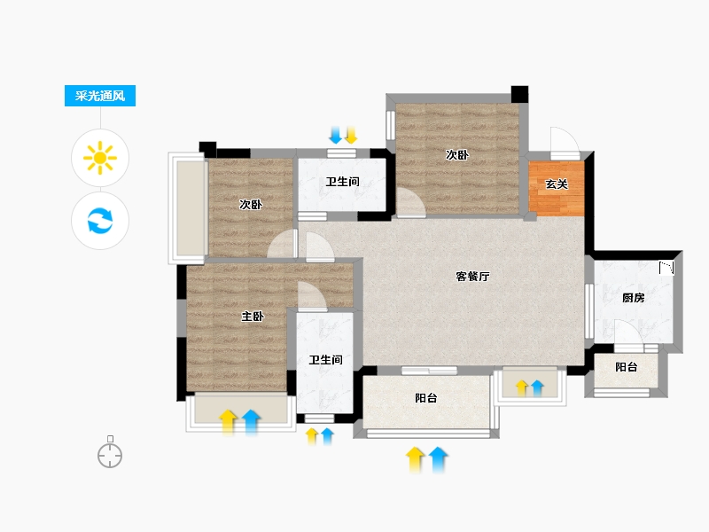 四川省-成都市-蓝光长岛城项目-77.98-户型库-采光通风