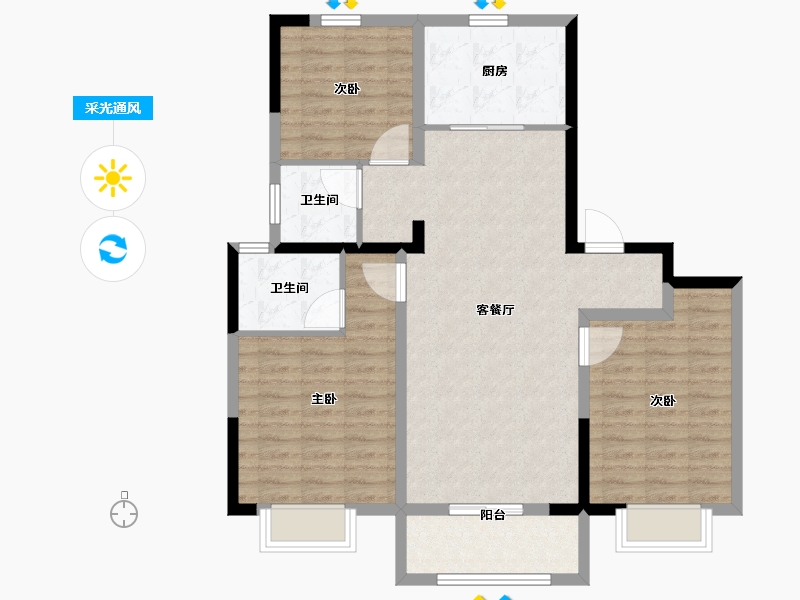 山东省-聊城市-学府艺境-95.00-户型库-采光通风