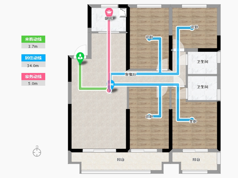 浙江省-金华市-东阳上坤-104.29-户型库-动静线