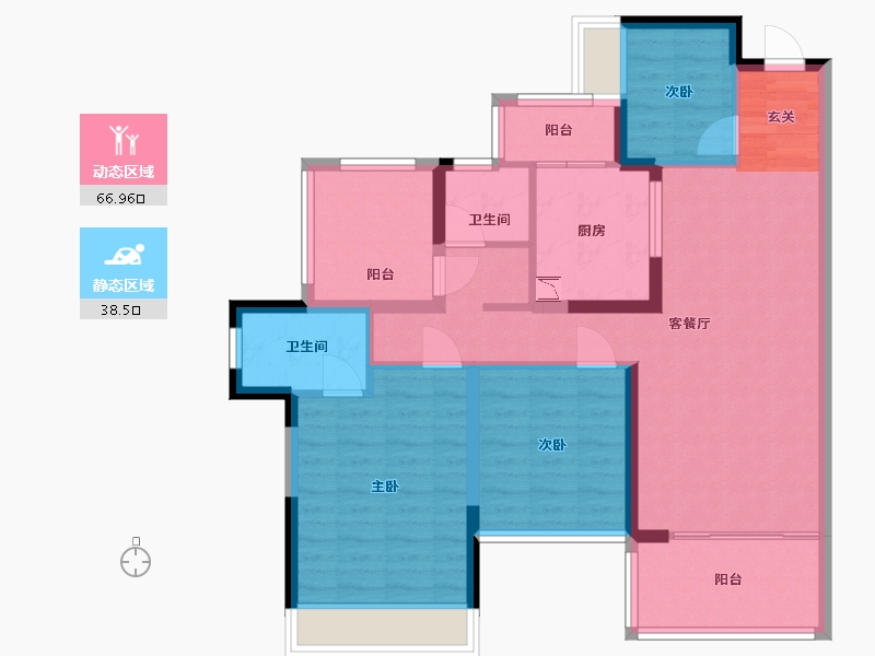 广东省-惠州市-蓝光铂汇公馆-93.60-户型库-动静分区