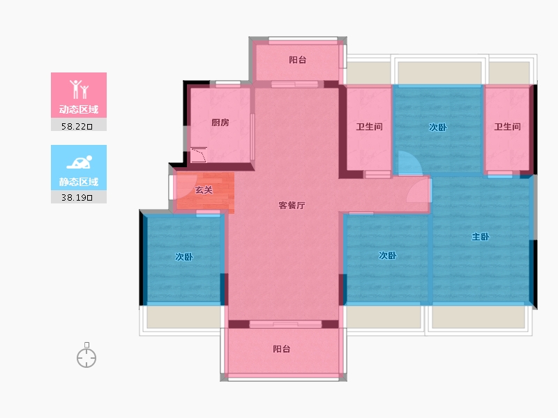 广东省-惠州市-碧桂园中洲・云麓花园-85.55-户型库-动静分区