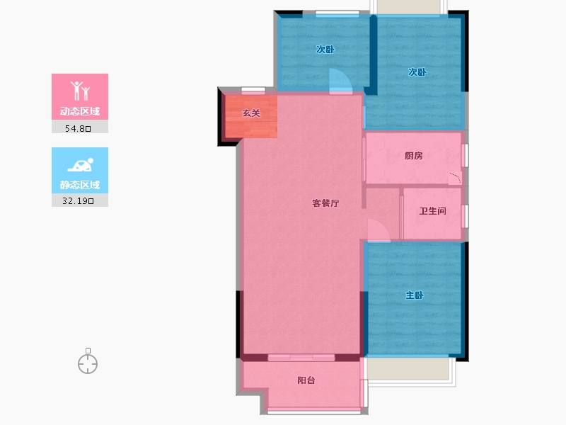 江苏省-扬州市-碧桂园陵江府-78.40-户型库-动静分区