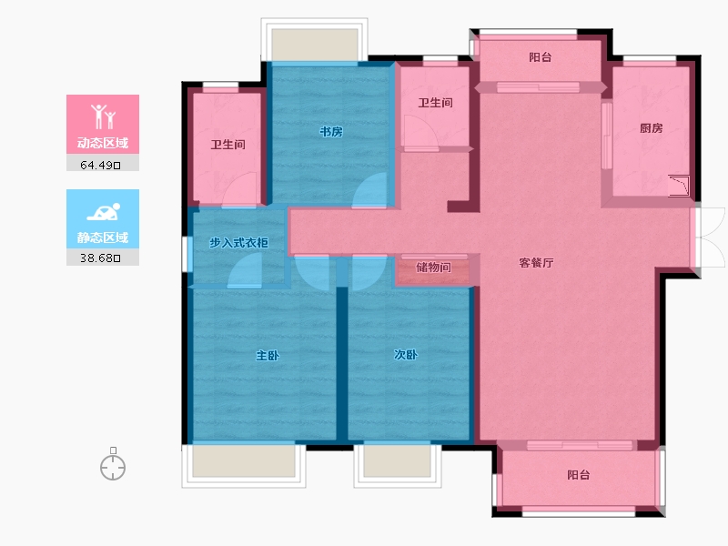 湖北省-武汉市-中建御景星城-91.15-户型库-动静分区