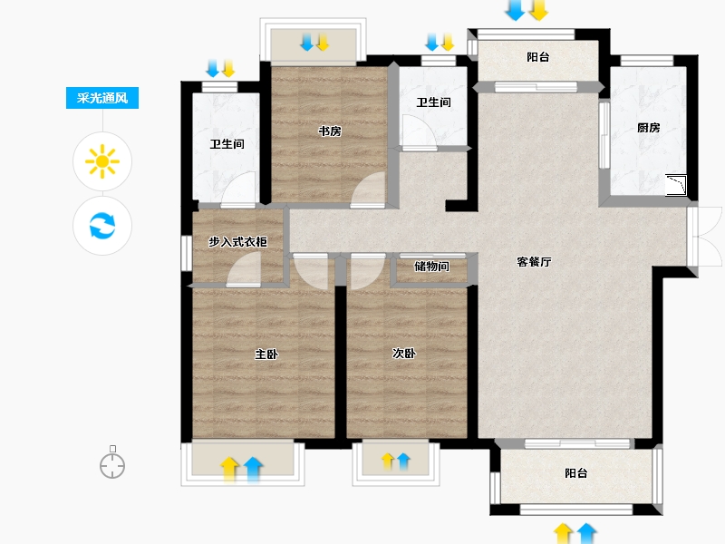 湖北省-武汉市-中建御景星城-91.15-户型库-采光通风