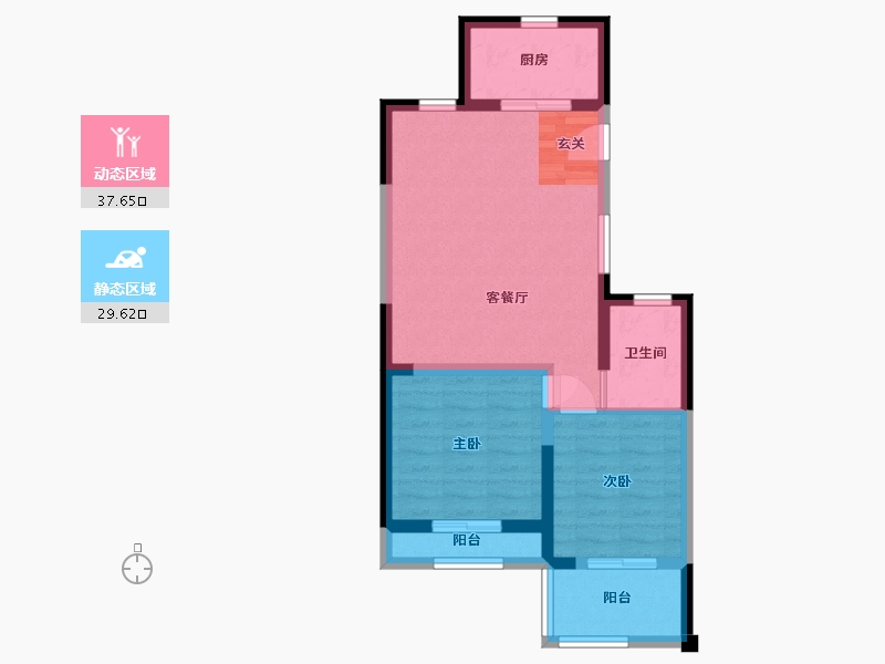 江苏省-扬州市-龙湖美墅-59.55-户型库-动静分区