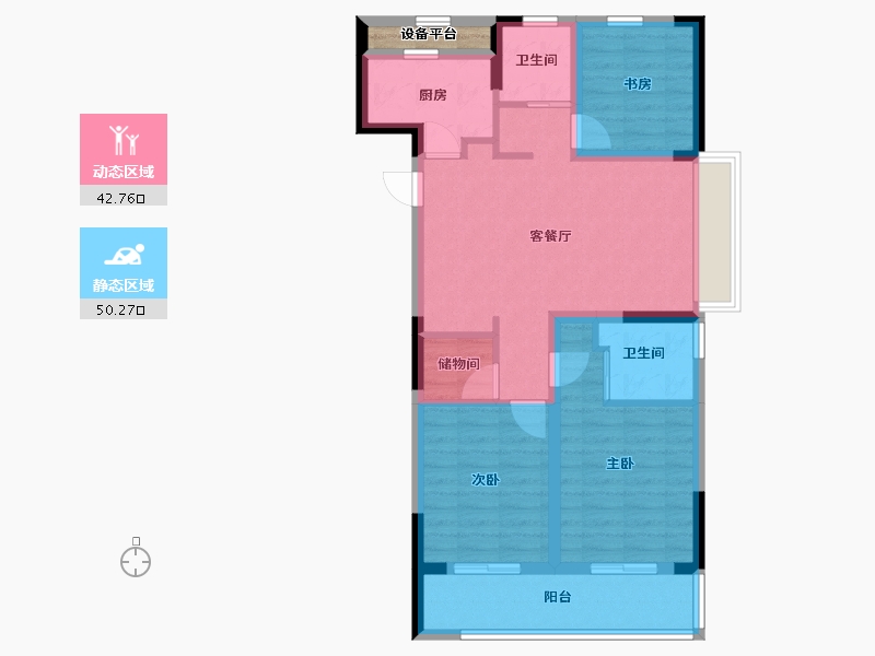 浙江省-杭州市-香栖天第-84.00-户型库-动静分区