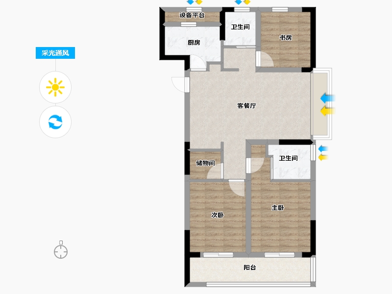 浙江省-杭州市-香栖天第-84.00-户型库-采光通风