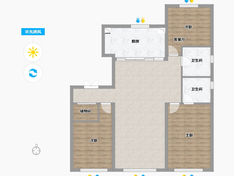 辽宁省-沈阳市-润山府-106.65-户型库-采光通风