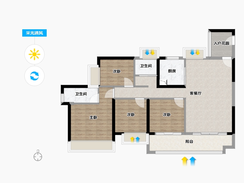 广东省-广州市-星河・东悦湾-104.00-户型库-采光通风