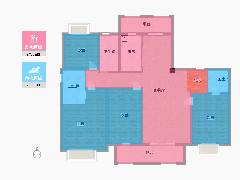 江苏省-扬州市-艺树院-135.97-户型库-动静分区