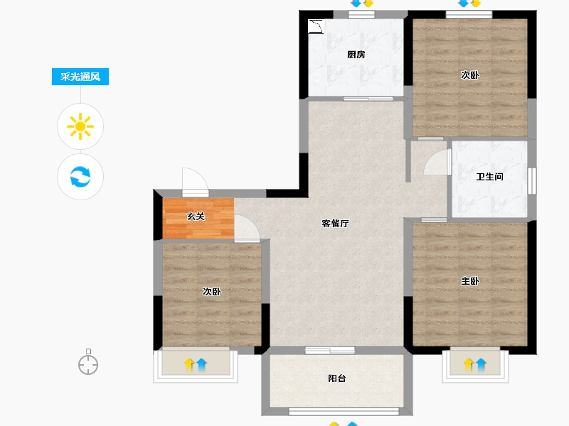 河北省-石家庄市-碧桂园云樾风华-85.61-户型库-采光通风