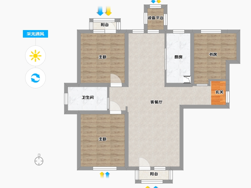 河北省-石家庄市-奥园城央云庭-81.80-户型库-采光通风