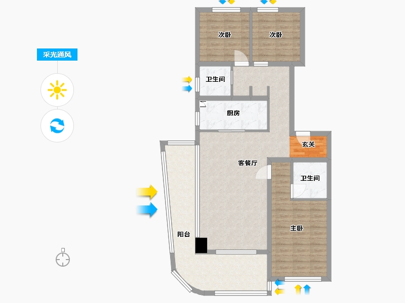 河北省-石家庄市-长安润江壹号-99.45-户型库-采光通风