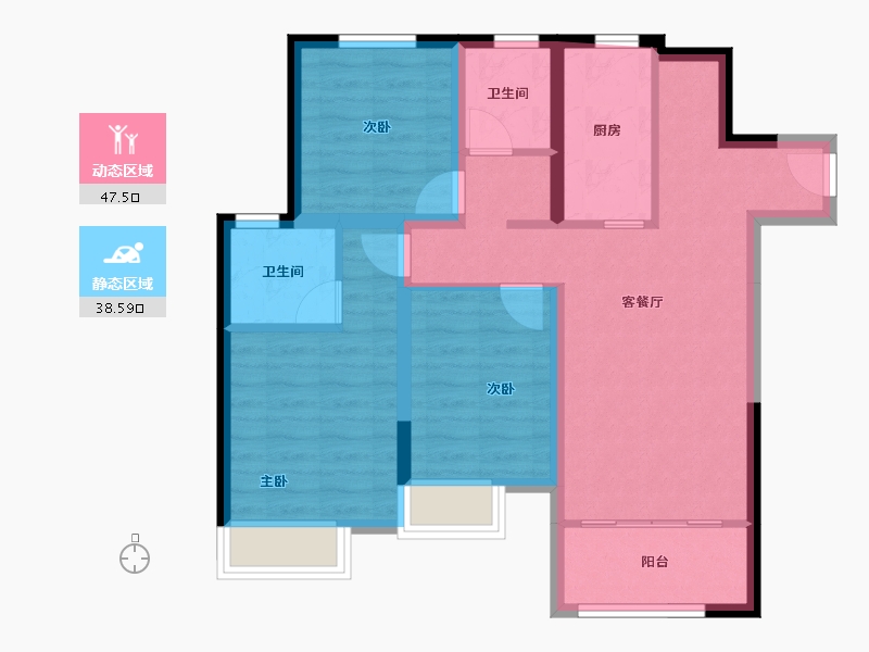 河北省-秦皇岛市-一方南岭国际・四街区-75.98-户型库-动静分区