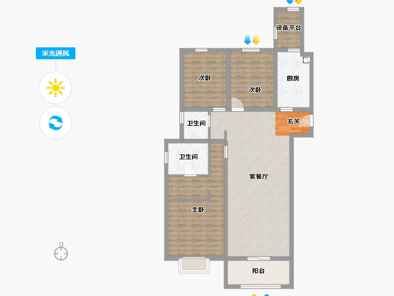 河北省-石家庄市-中冶德贤华府-105.81-户型库-采光通风