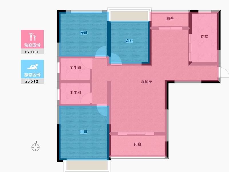 湖南省-娄底市-百弘学府城-91.49-户型库-动静分区