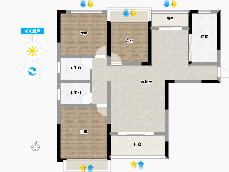 湖南省-娄底市-百弘学府城-91.49-户型库-采光通风