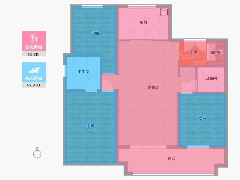 河北省-石家庄市-万科翡翠书院-98.26-户型库-动静分区