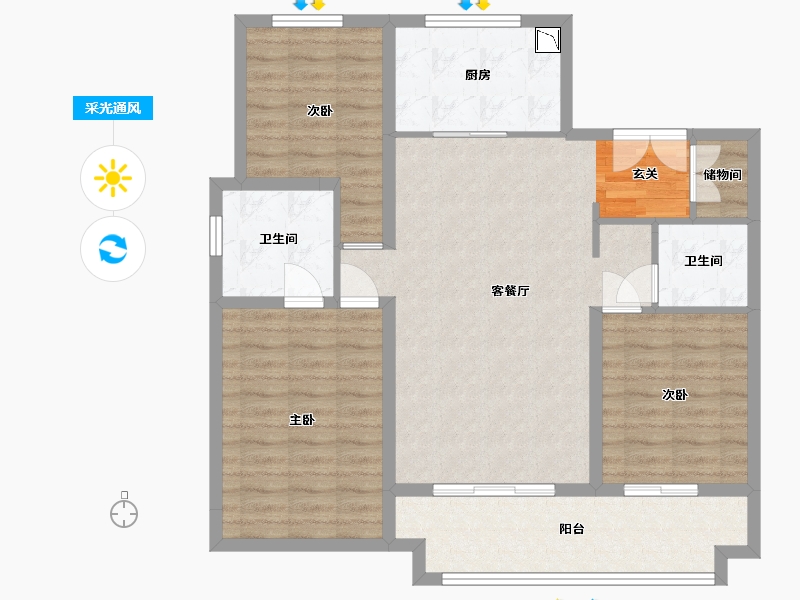 河北省-石家庄市-万科翡翠书院-98.26-户型库-采光通风