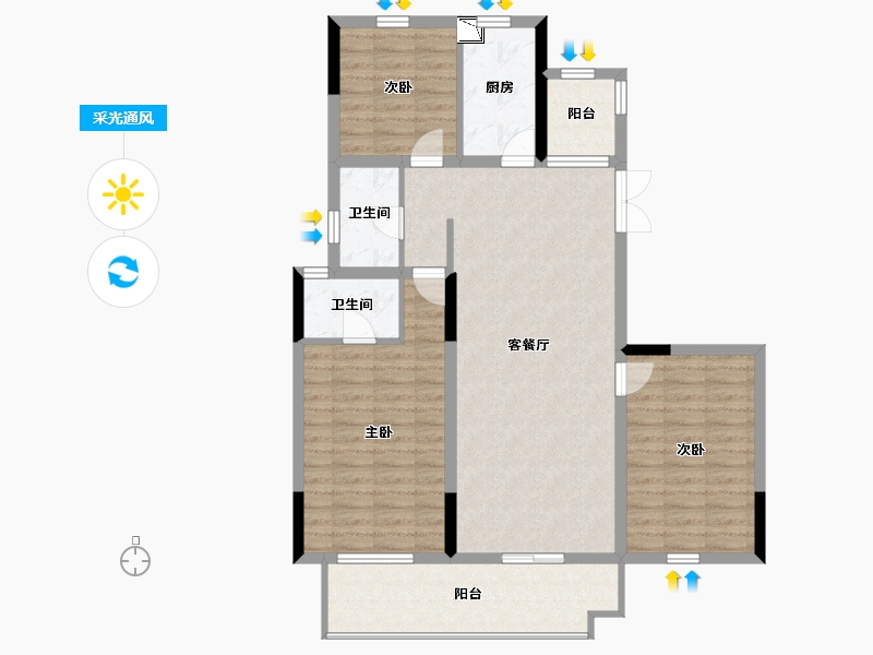 安徽省-阜阳市-祥源公园城-100.00-户型库-采光通风