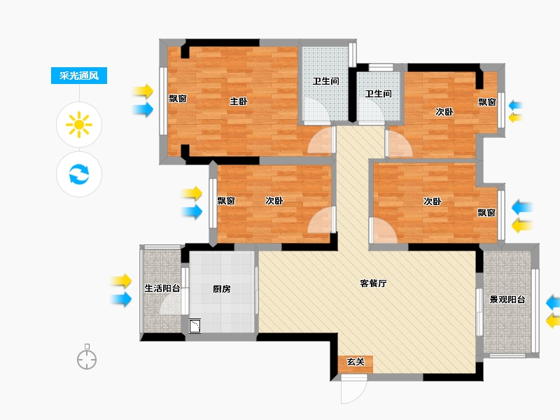 江西省-赣州市-江弯国际-93.27-户型库-采光通风