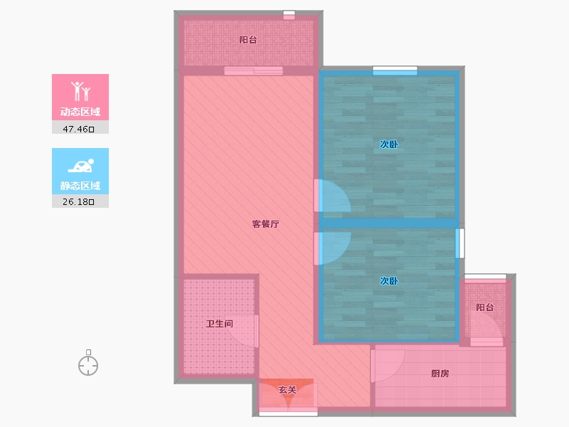 北京-北京市-干杨树-64.00-户型库-动静分区