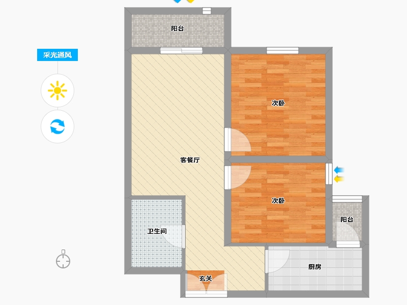 北京-北京市-干杨树-64.00-户型库-采光通风