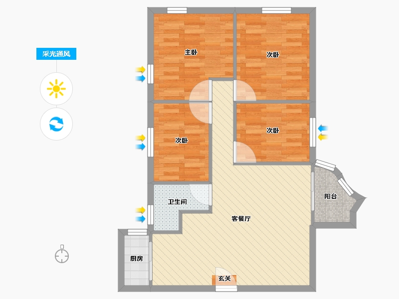 广东省-深圳市-益荣居4-6C-69.46-户型库-采光通风