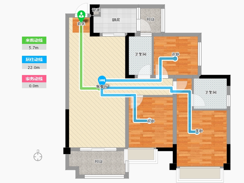 四川省-成都市-雍景苑-90.50-户型库-动静线