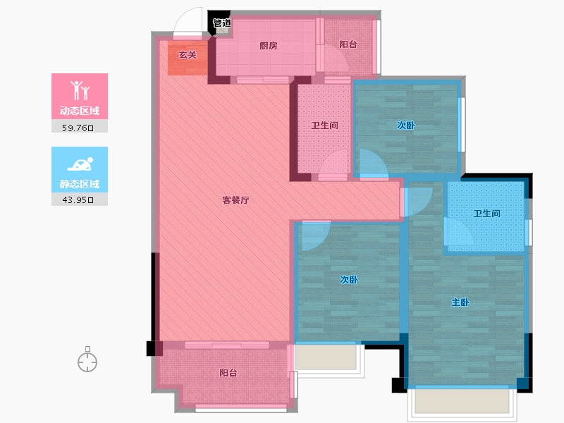 四川省-成都市-雍景苑-90.50-户型库-动静分区