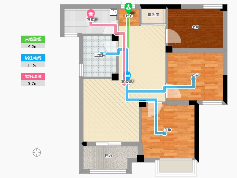 浙江省-宁波市-东城阳光-68.00-户型库-动静线