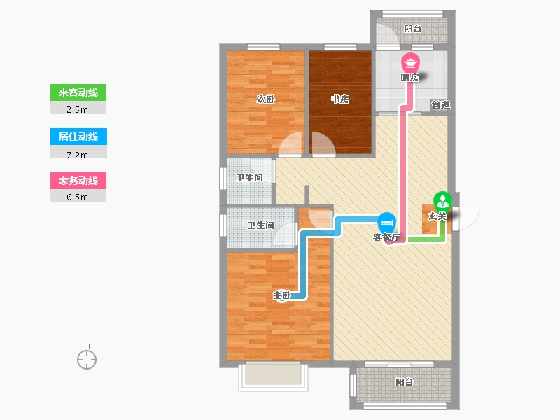 福建省-龙岩市-卧龙小区-92.65-户型库-动静线