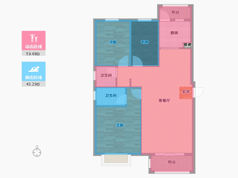 福建省-龙岩市-卧龙小区-92.65-户型库-动静分区