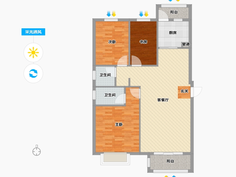 福建省-龙岩市-卧龙小区-92.65-户型库-采光通风