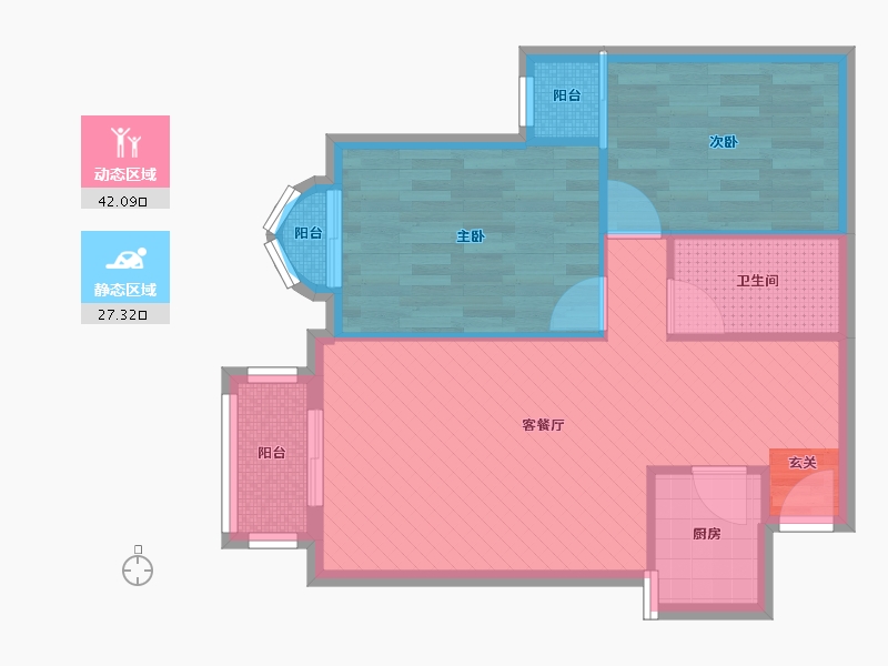 北京-北京市-旭日嘉园-61.41-户型库-动静分区