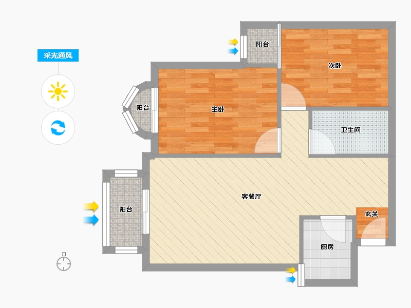 北京-北京市-旭日嘉园-61.41-户型库-采光通风