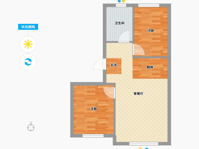 辽宁省-丹东市-宗裕城-53.84-户型库-采光通风