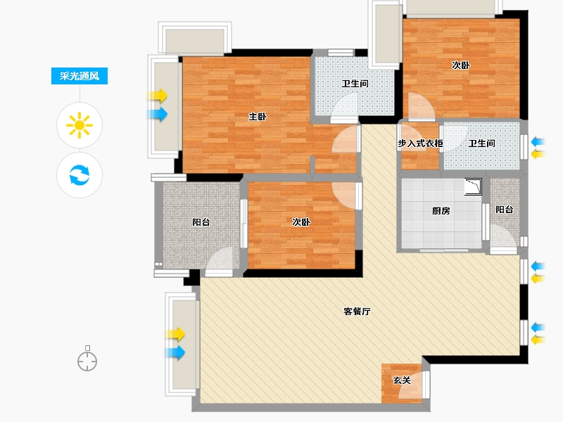 广东省-珠海市-华发新城-五期-105.23-户型库-采光通风