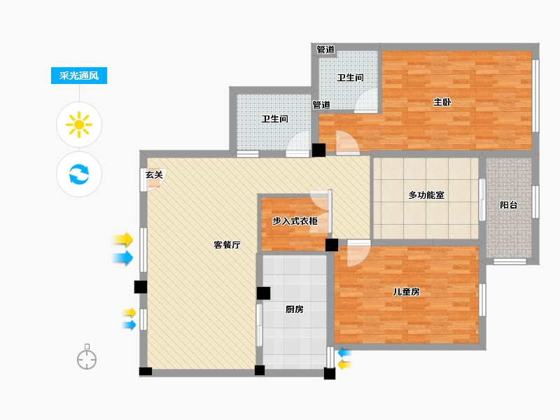 浙江省-衢州市-万兴阳光水岸-120.00-户型库-采光通风