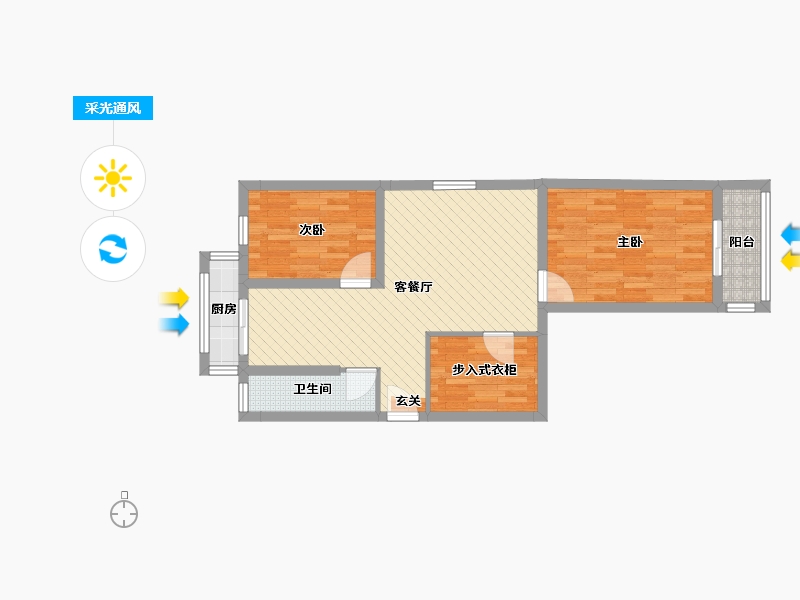 天津-天津市-曙光里-66.39-户型库-采光通风