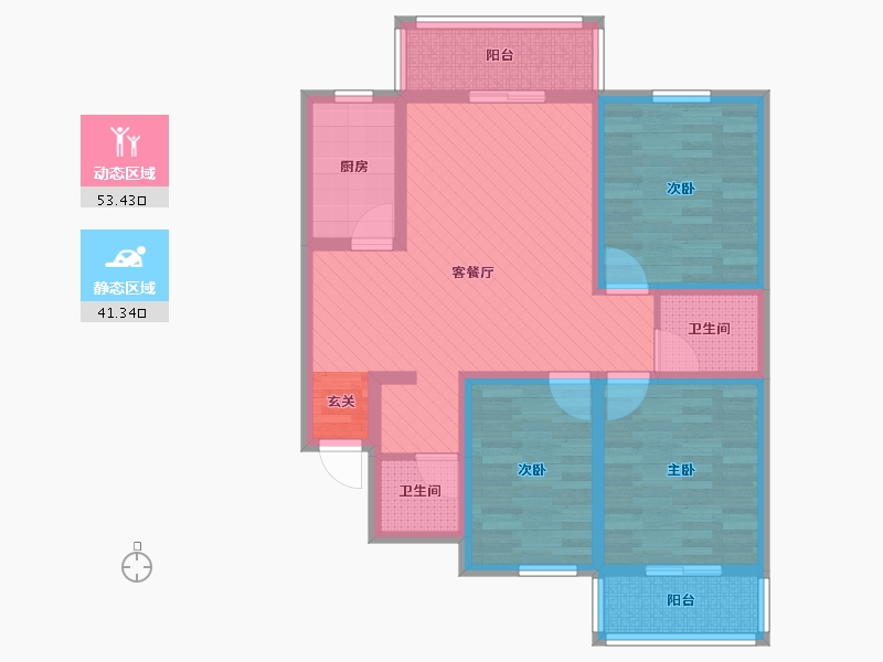 陕西省-宝鸡市-凤泉花园a区-81.25-户型库-动静分区